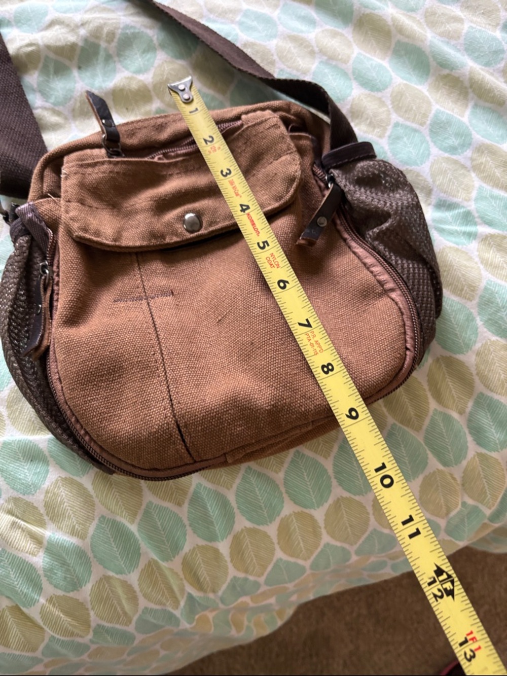 Source Unknown Brown Canvas Crossbody Bag with Dark Brown Strap - Picture 9 of 10